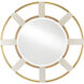 Camille 36 inch Cream/Brushed Brass/Mirror Wall Mirror, Round