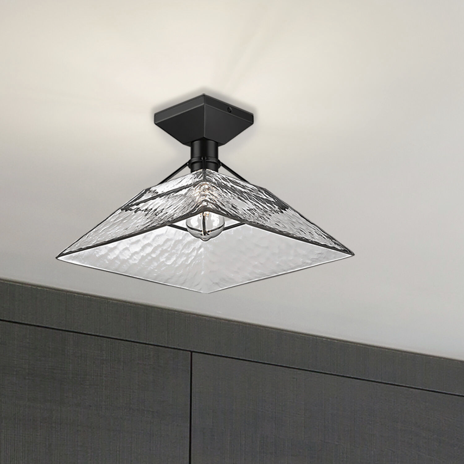 Kepler 1 Light 14 inch Matte Black Semi-Flush Mount Ceiling Light