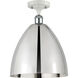 Ballston Dome LED 12 inch White and Polished Chrome Semi-Flush Mount Ceiling Light
