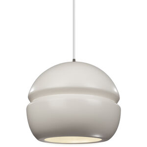 Radiance Collection 1 Light 8 inch Brushed Nickel and Matte White and White Pendant Ceiling Light