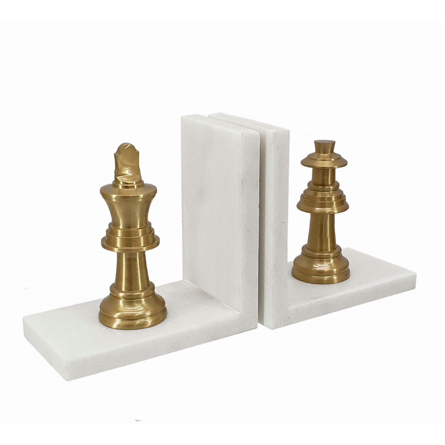 Anita 5.5 X 3.1 inch White and Gold Book Ends