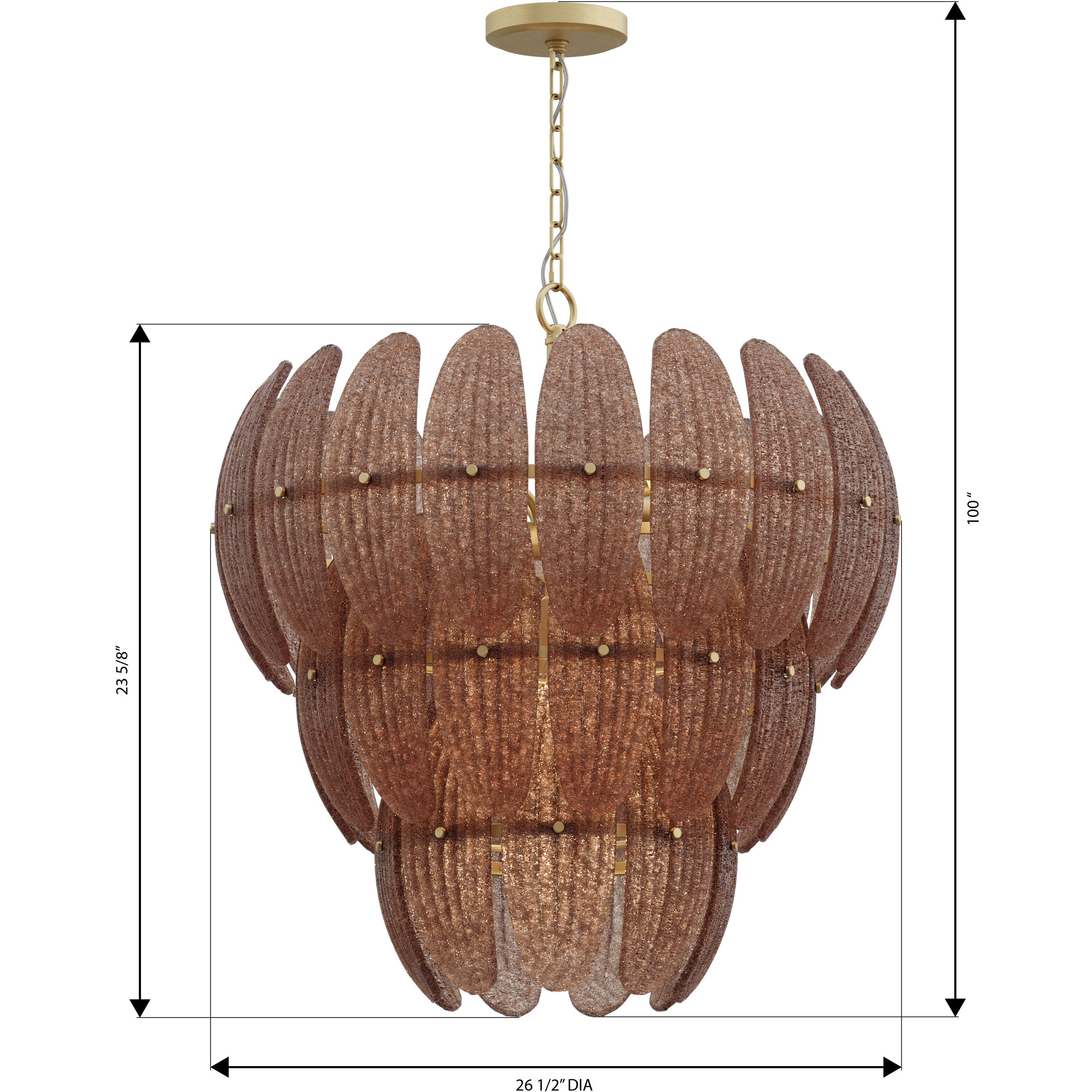 Marclaire 11 Light 26.5 inch Legacy Brass Pendant Ceiling Light in Brown Textured Handmade Glass