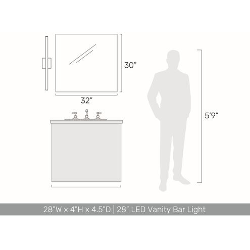 Vireo LED 28 inch Walnut Bath Bar Wall Light