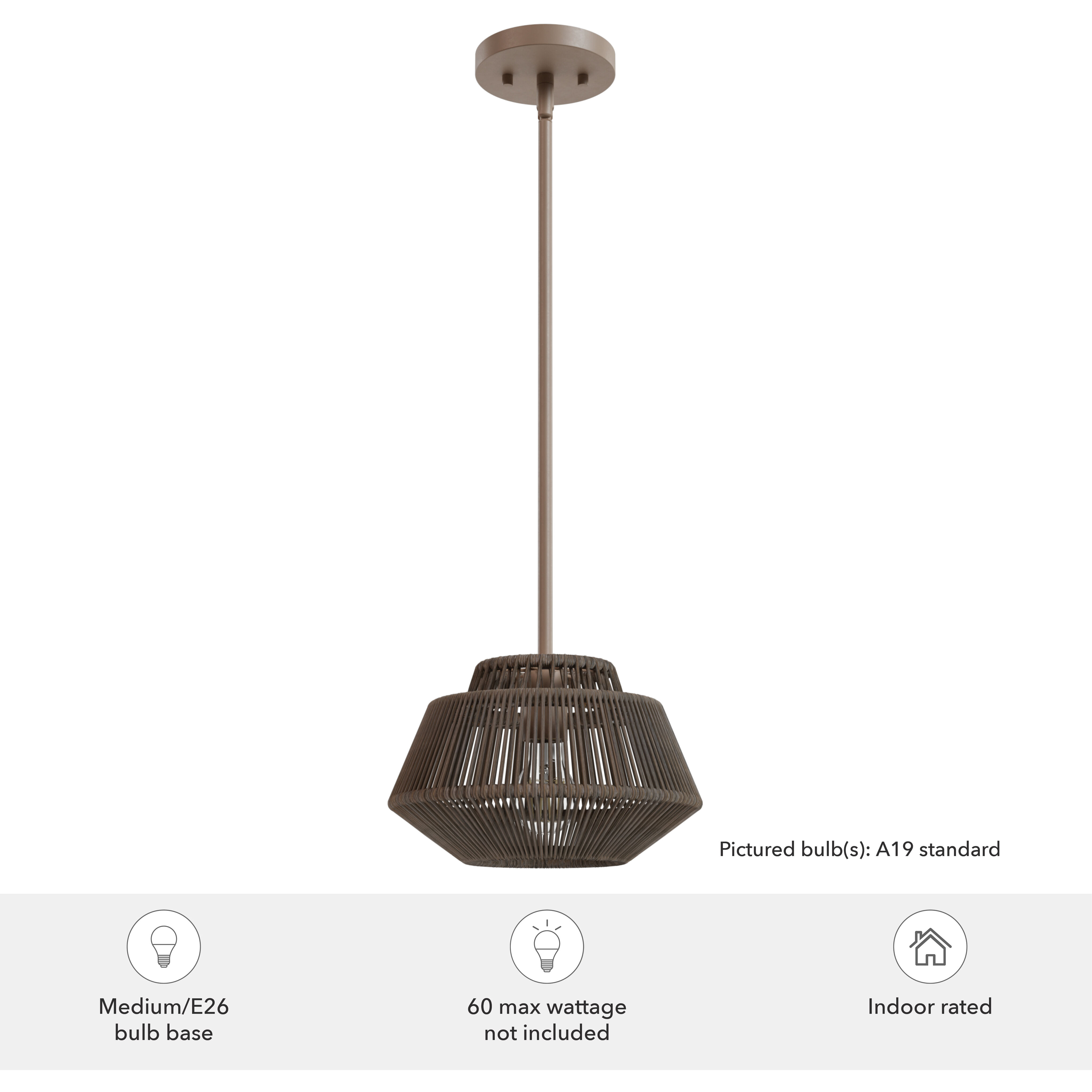 Brookhollow 1 Light 10.5 inch Sable Mini Pendant Ceiling Light