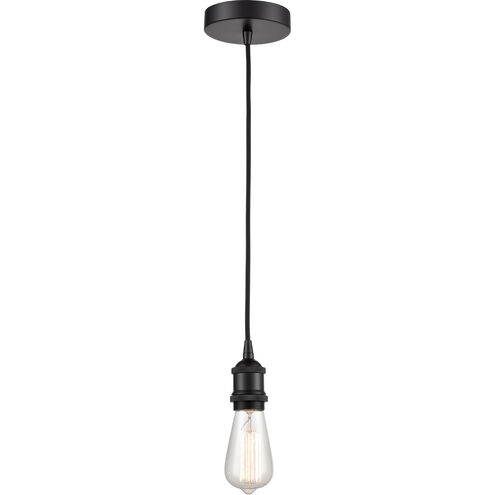 Franklin Restoration Edison 1 Light 3 inch Matte Black Mini Pendant Ceiling Light, Franklin Restoration