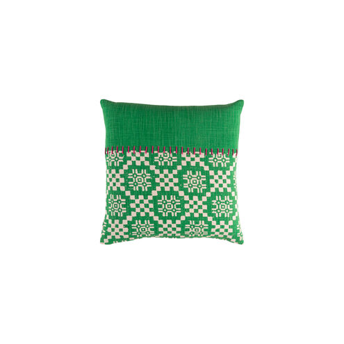 Delray 18 X 18 inch Grass Green and Cream Throw Pillow