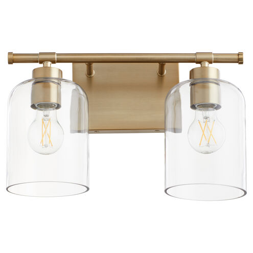Tribute 2 Light 15 inch Aged Brass Vanity Light Wall Light