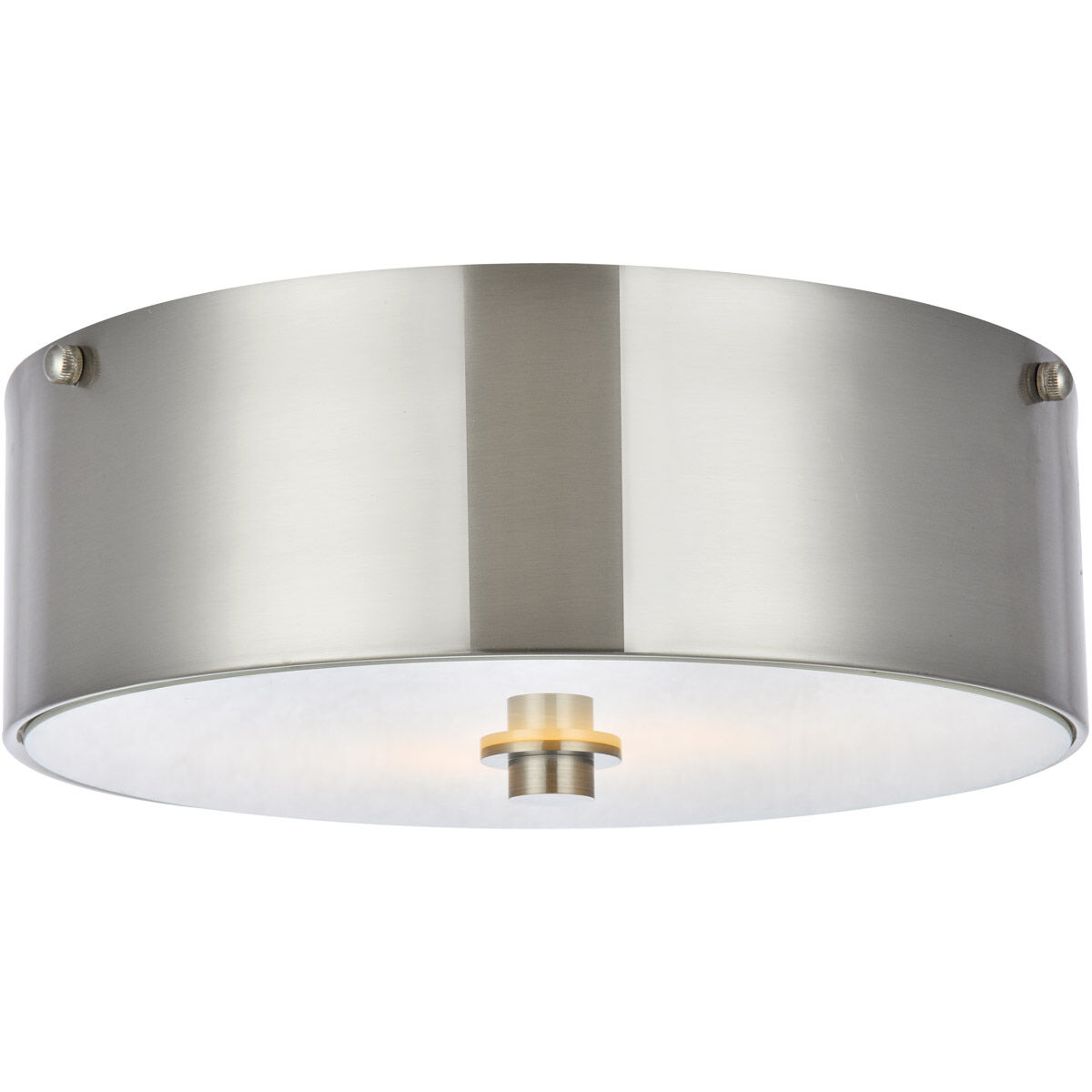Hazen 2 Light 12 inch Burnished Nickel and White Flush Mount Ceiling Light
