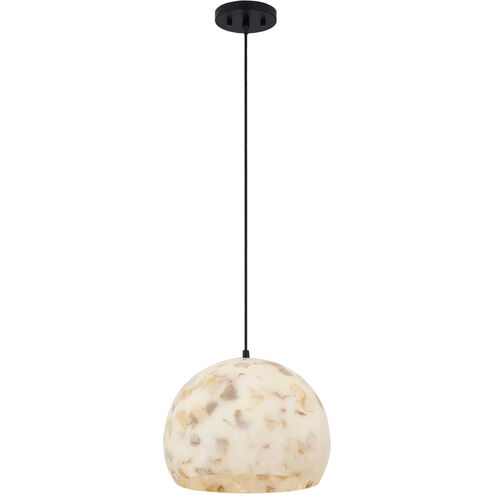 Alabaster Rocks Collection 1 Light 10 inch Matte Black Pendant Ceiling Light, Globe Family