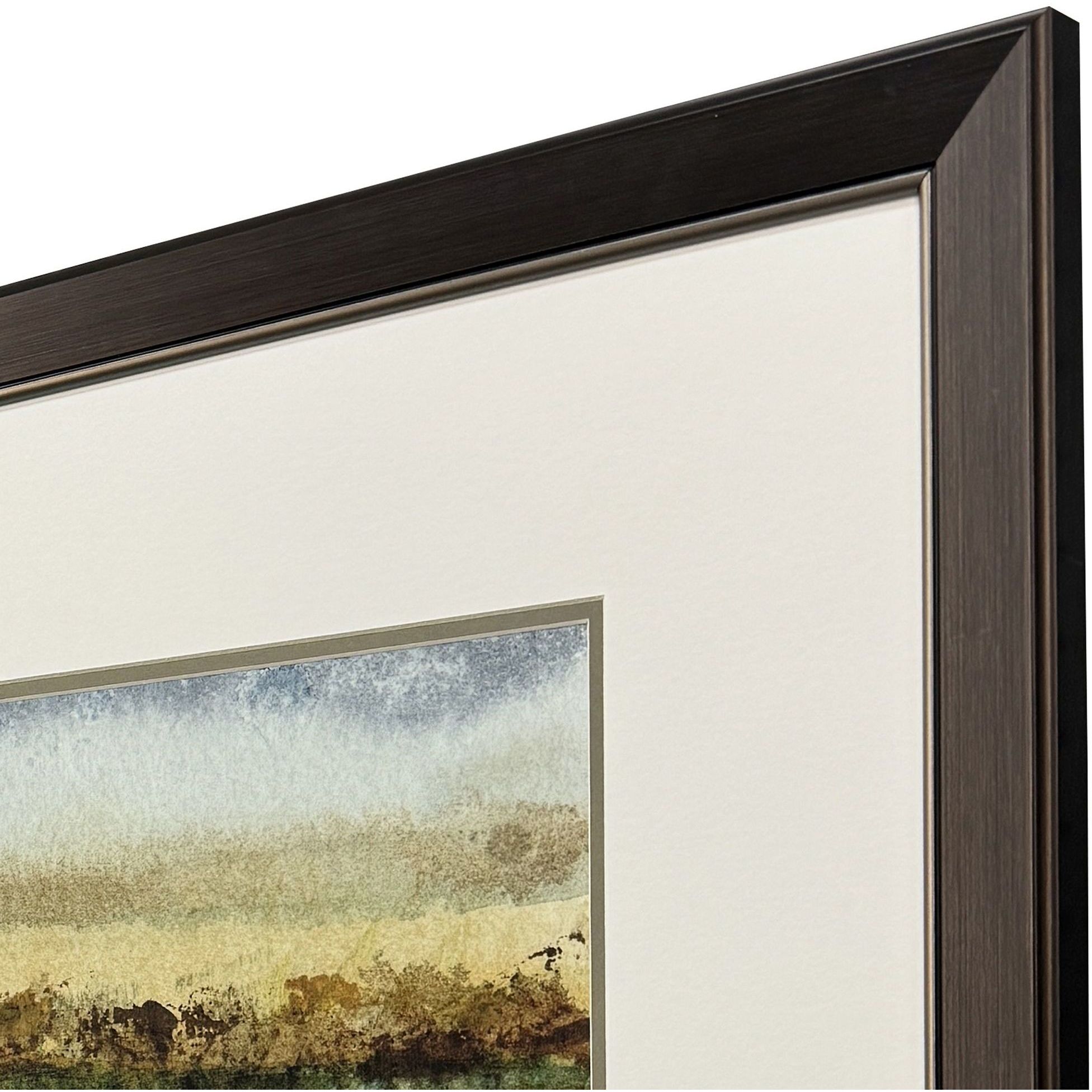 Abstract Vast Field Green and Brown and Yellow Framed Art, Propac