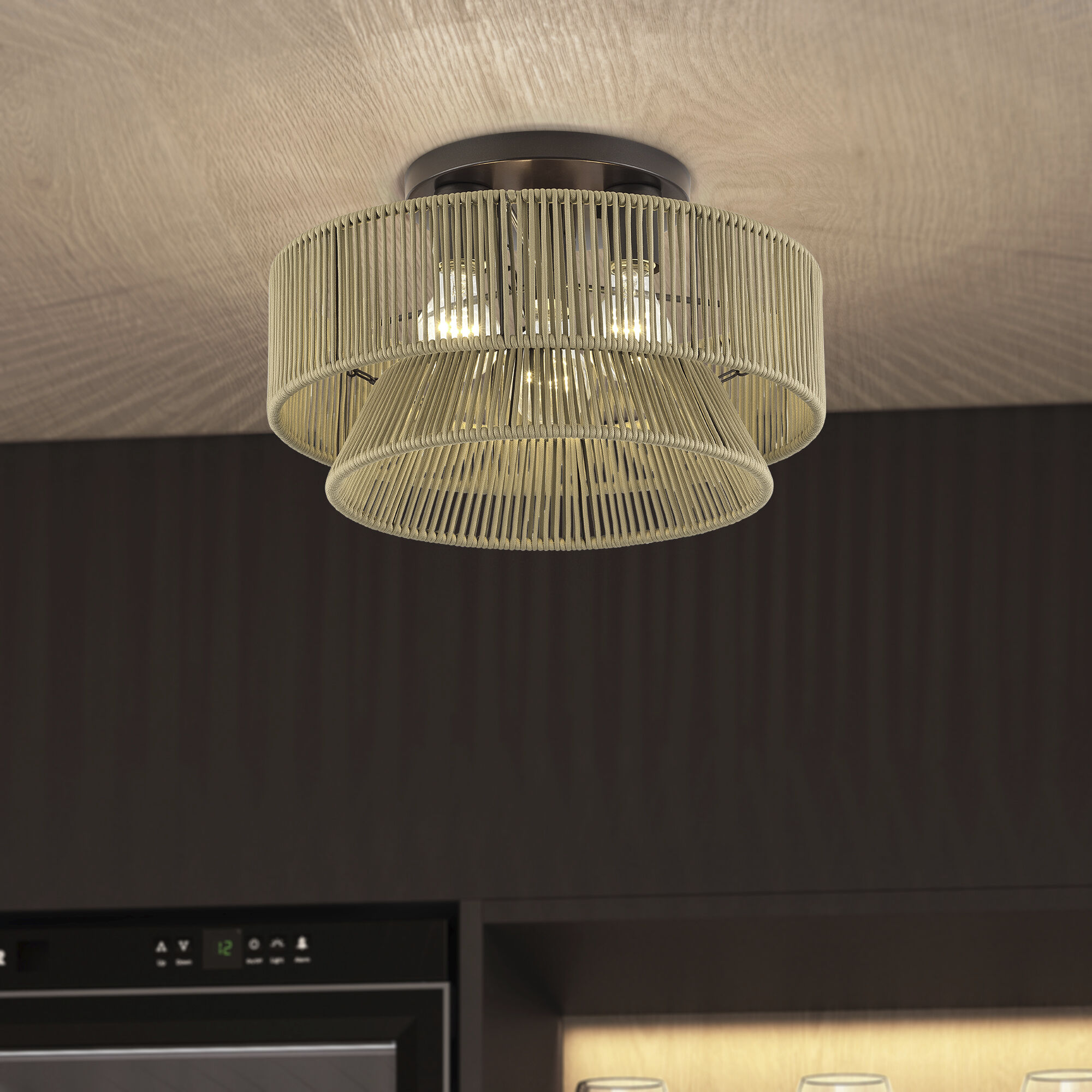 Florell 3 Light 15 inch English Bronze Semi Flush Mount Ceiling Light, Large