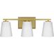 Vertex 3 Light 20.87 inch Brushed Gold Bath Light Wall Light