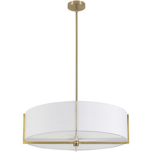 Preston 4 Light 26 inch Aged Brass with White Linear Pendant Ceiling Light