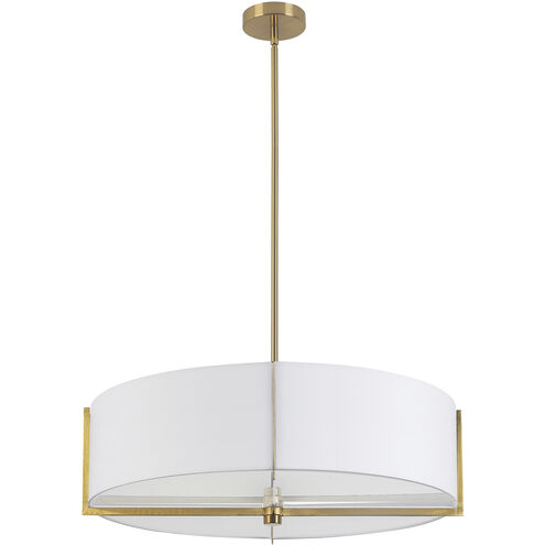 Preston 4 Light 26 inch Aged Brass with White Linear Pendant Ceiling Light