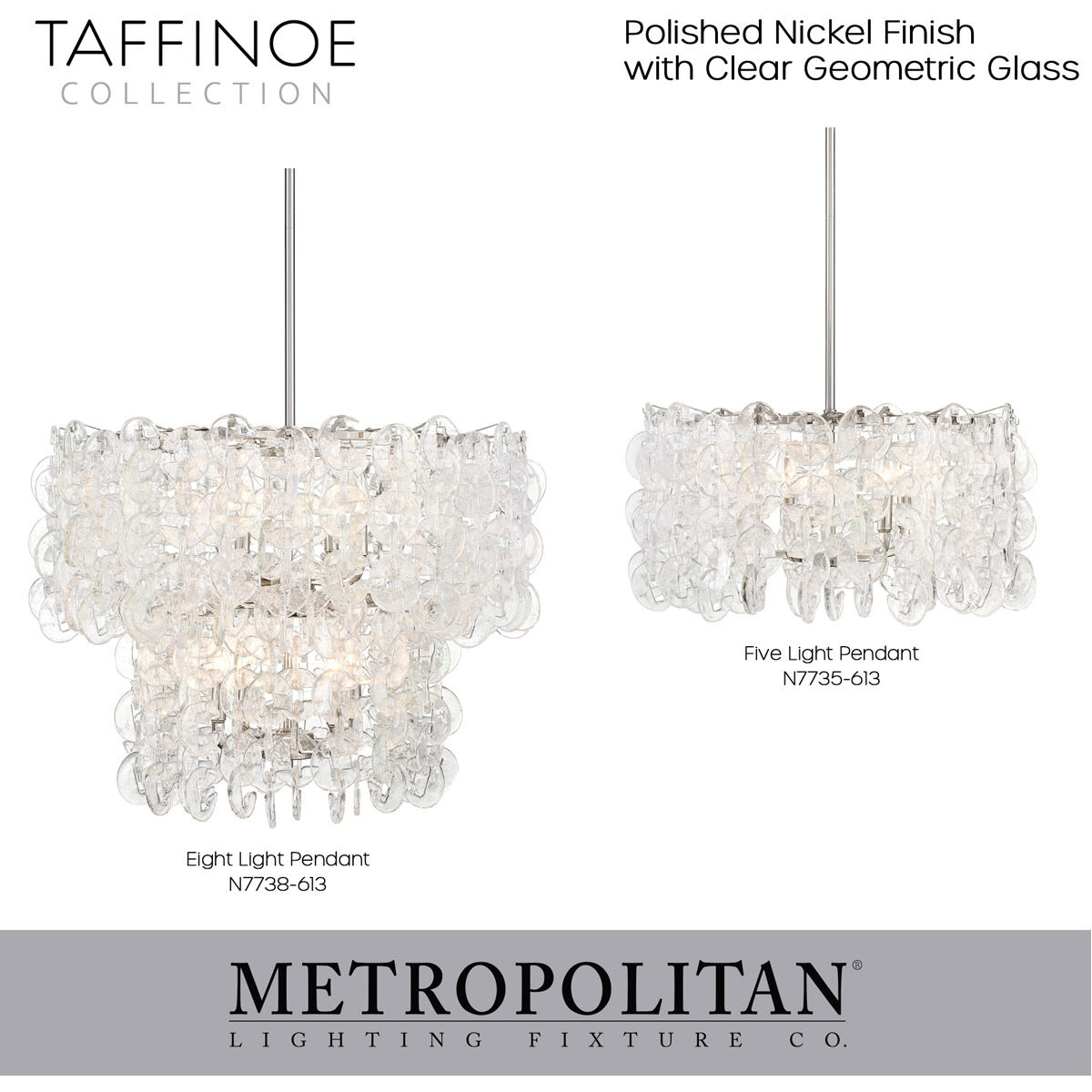 Taffinoe 8 Light 30.13 inch Polished Nickel Pendant Ceiling Light