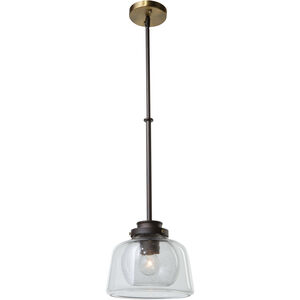 Single 1 Light 10 inch Oil Rubbed Bronze and Brass Pendant Ceiling Light