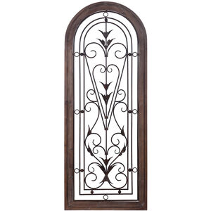 Traditional Scroll Iron with Brown Wood Wall Art