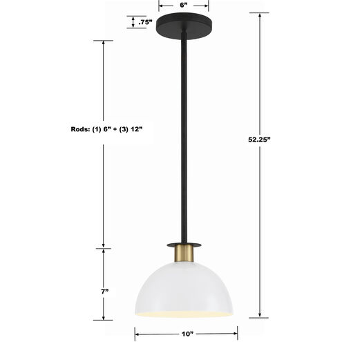 Gigi 1 Light 10 inch Black/Aged Brass Mini Pendant Ceiling Light