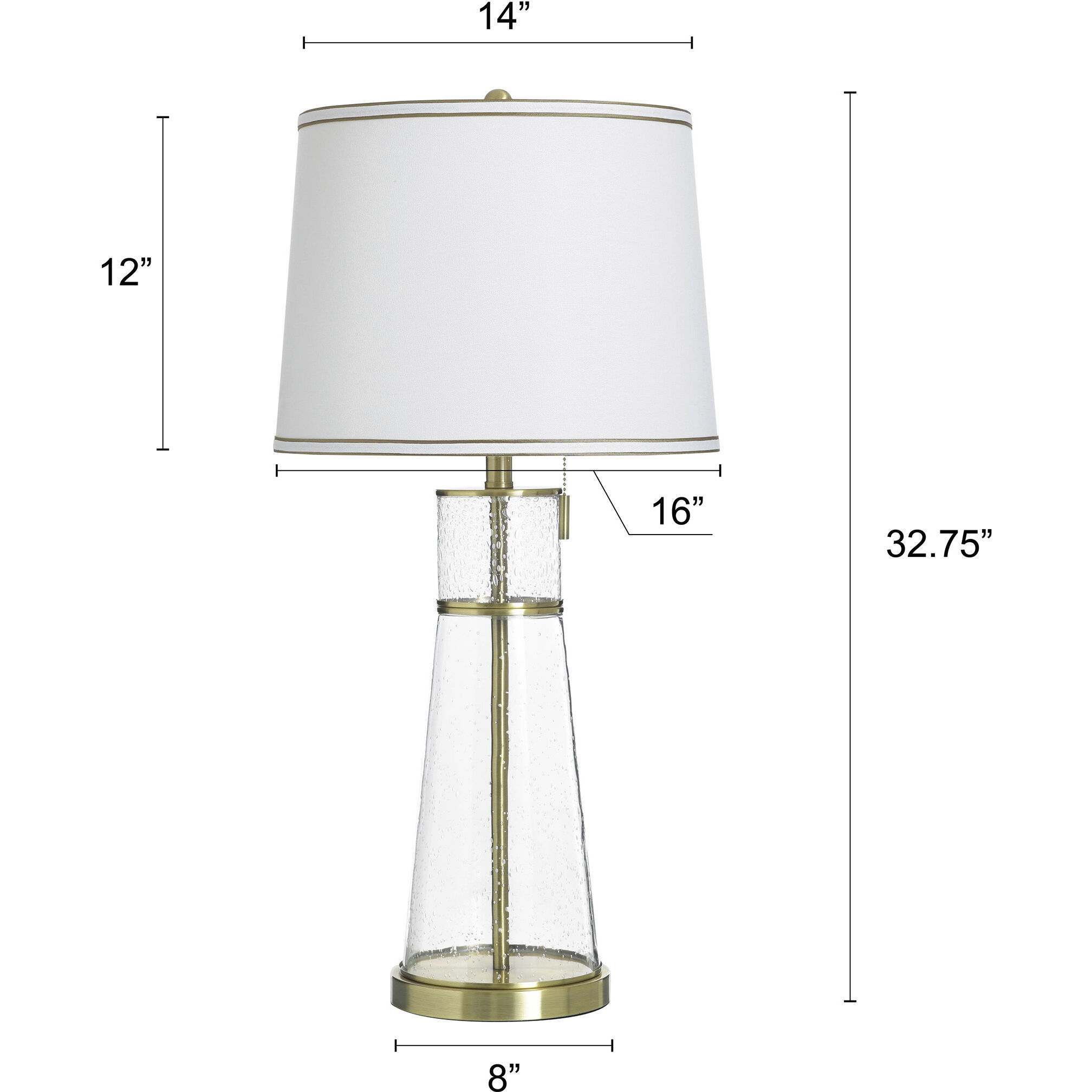 Doris 32.75 inch 100 watt Clear Seeded and Antique Brass and White Table Lamp Portable Light