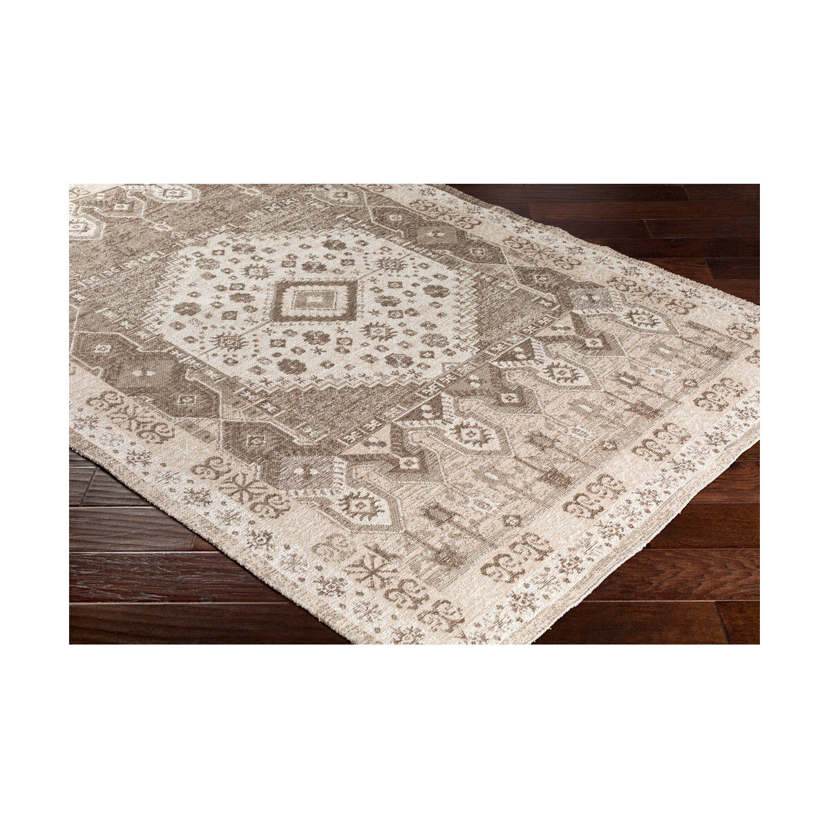 Kilim 35 X 25 inch Dark Brown/Taupe/White/Cream Rugs, Rectangle