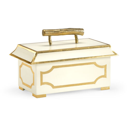 Claire Bell 11 inch Cream/Metallic Gold Decorative Box