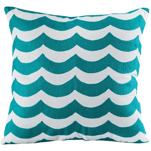 Tides 20 X 5.5 inch Teal with White Accent Pillow