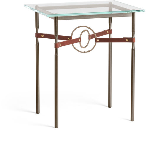 Equus 25.1 X 22 inch White and Soft Gold Side Table in Leather British Brown