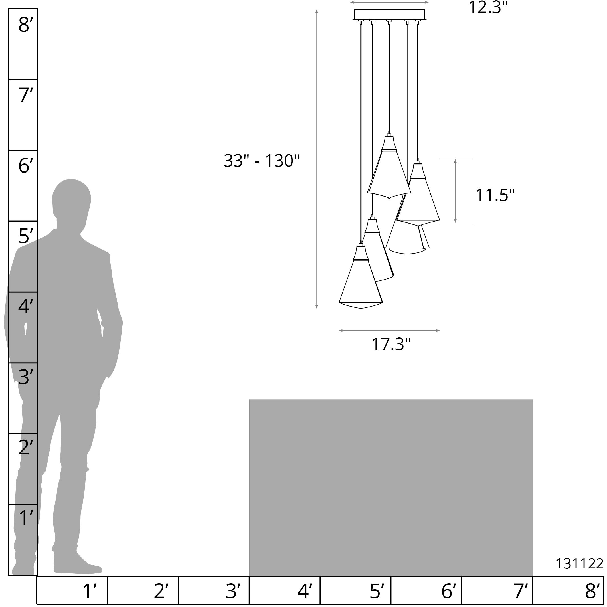 Mobius 5 Light 17.3 inch Ink Pendant Ceiling Light