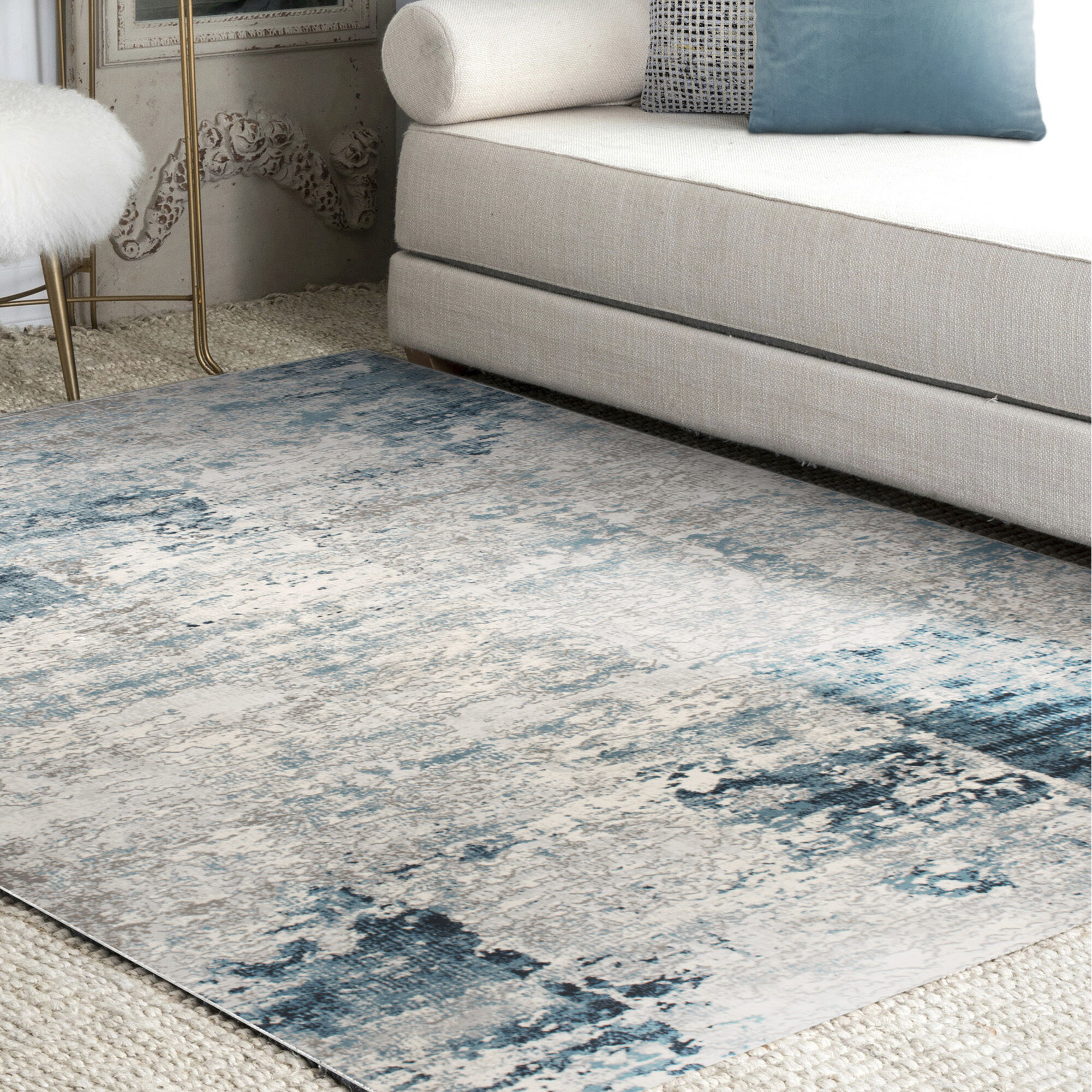 Ariella 86.6 X 86.6 inch Blue and Grey Indoor Rug, Small