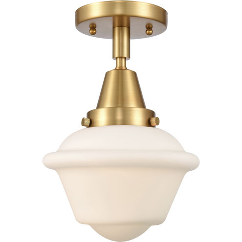 Franklin Restoration Small Oxford LED 7.5 inch Satin Gold Flush Mount Ceiling Light in Matte White Glass
