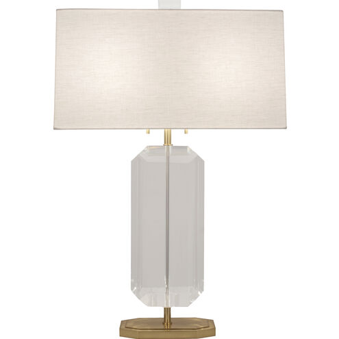 Jacqueline 29.75 inch 100.00 watt Modern Brass Finish with Clear Crystal Accents Table Lamp Portable Light in Oyster Linen