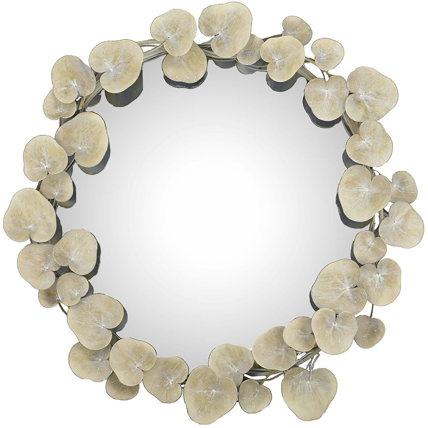 Mirror Collection 29 X 29 inch Metallic and Beige Wall Mirror, Global Goods