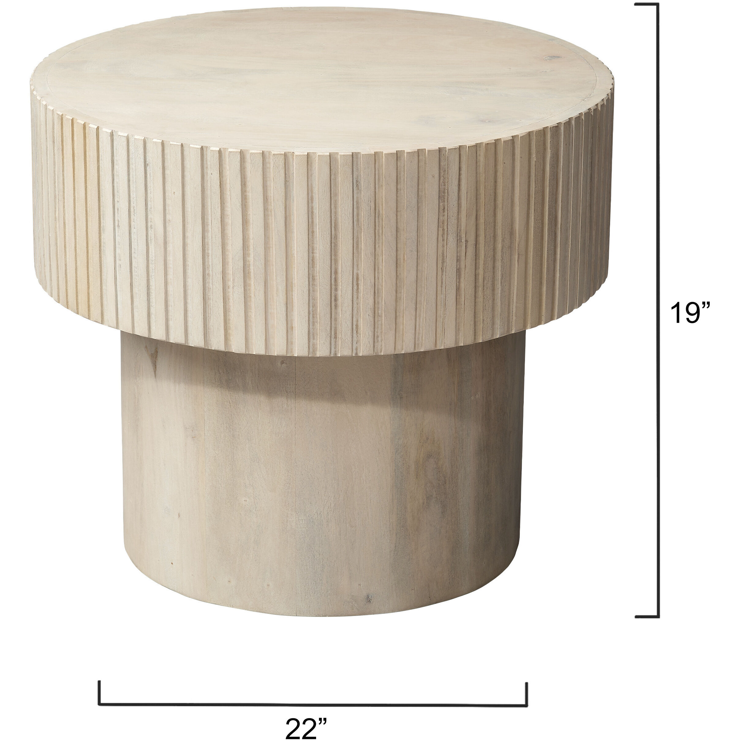 Notch Side Table in White Bleach, Round