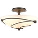 Forged Leaves 2 Light 13.5 inch White Semi-Flush Ceiling Light in Opal