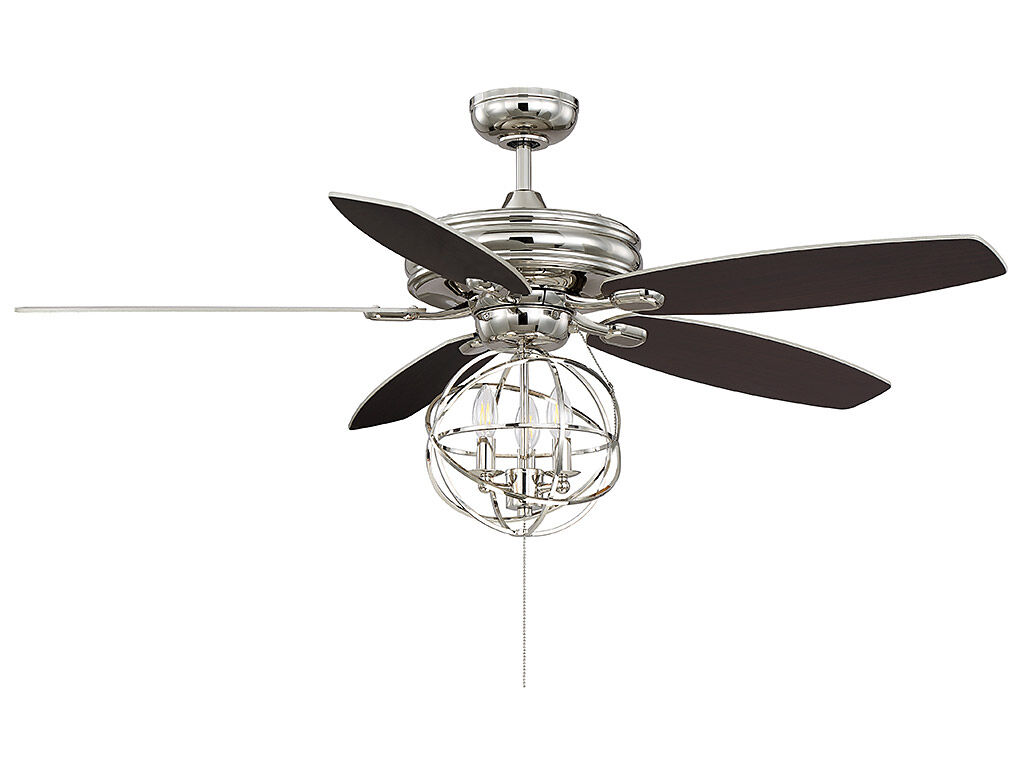 North LED Polished Chrome Fan Light kit in Polished Nickel