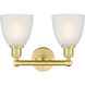 Castile 2 Light 15 inch Satin Gold Bath Vanity Light Wall Light in White