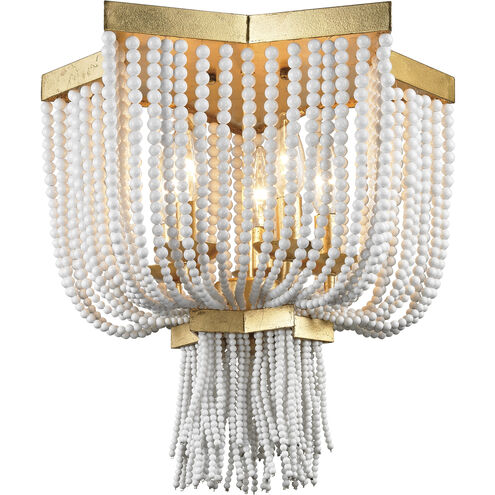 Chaumont 5 Light 16 inch Antique Gold Leaf with White Flush Mount Ceiling Light