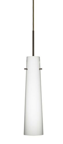 Camino 1 Light Bronze Pendant Ceiling Light in Opal Matte Glass