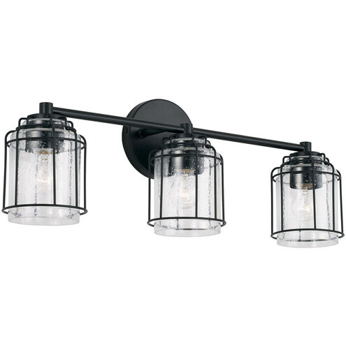 Harmon 3 Light 24 inch Matte Black Vanity Light Wall Light