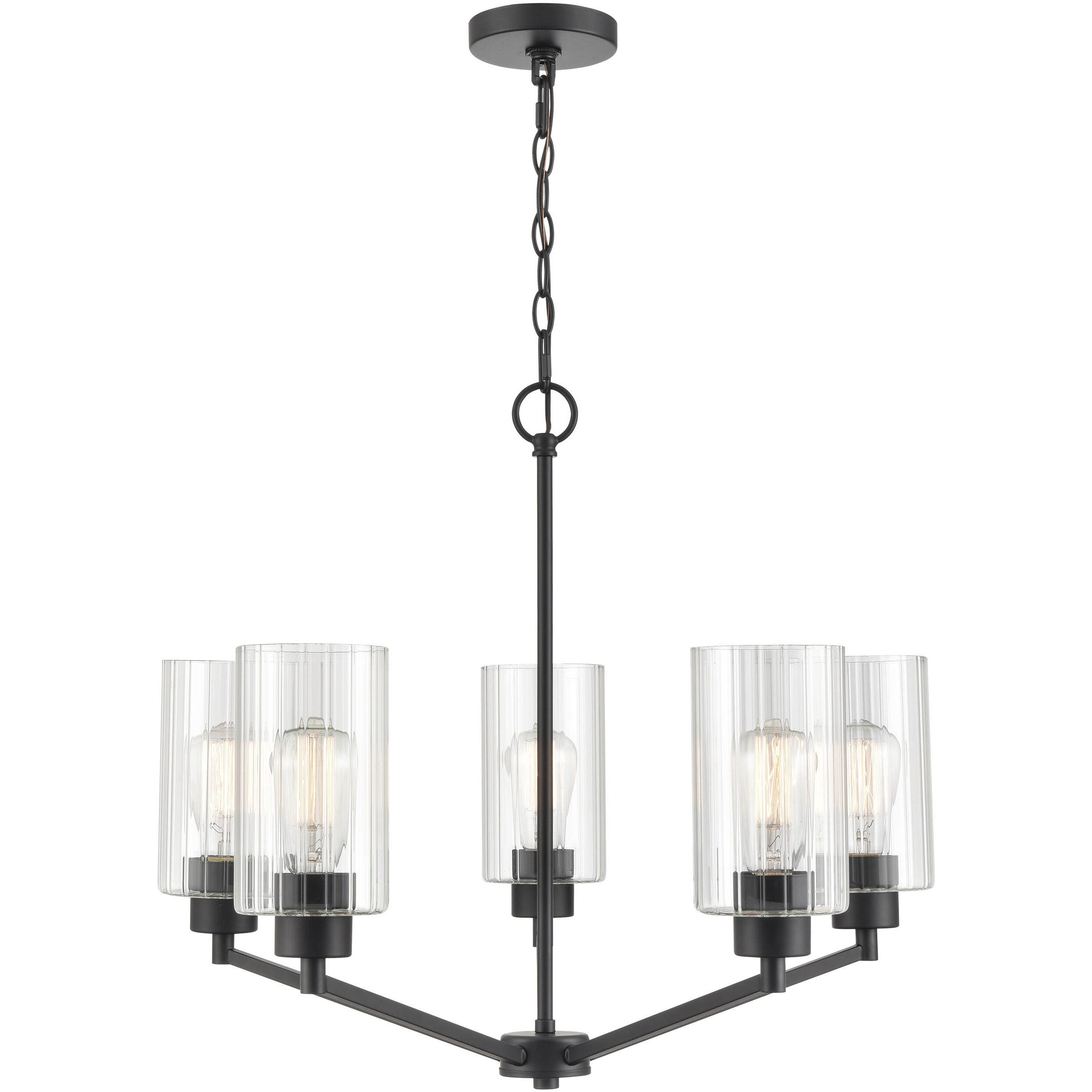 Beverlly 5 Light 26 inch Matte Black Chandelier Ceiling Light