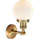 Franklin Restoration Beacon LED 6 inch Brushed Brass Sconce Wall Light in Matte White Glass, Franklin Restoration