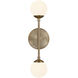 Fusion Collection - Noho Family 2 Light 4.5 inch Brushed Brass and Etched Opal Semi-Flush Ceiling Light in 4" D x 4.5" W x 16.5" H, EVOLV