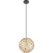 Skoura 1 Light 11.81 inch Black and Brass Pendant Ceiling Light