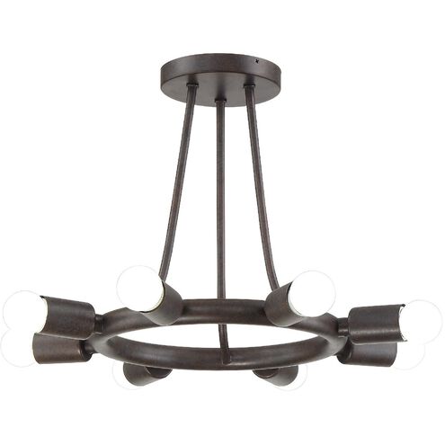 Dakota 8 Light 15 inch Charcoal Bronze Semi Flush Ceiling Light