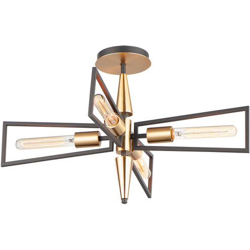 Wings 4 Light 25 inch Black/Satin Brass Flush Mount Ceiling Light