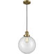 Franklin Restoration Beacon 1 Light 10 inch Brushed Brass Mini Pendant Ceiling Light in Incandescent, Clear, Franklin Restoration