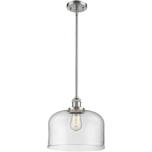 Franklin Restoration Bell LED 12 inch Antique Brass Mini Pendant Ceiling Light in Clear, Franklin Restoration