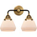 Nouveau 2 Fulton LED 14.75 inch Black Antique Brass Bath Vanity Light Wall Light in Matte White Glass