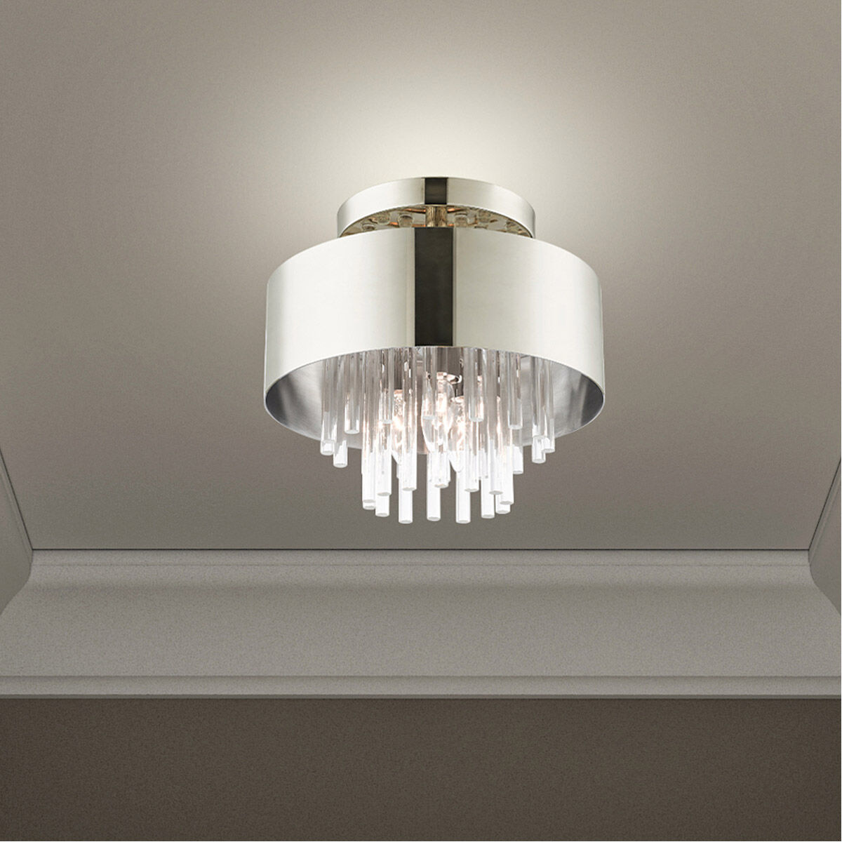 Orenburg 3 Light 13 inch Polished Nickel Semi Flush Ceiling Light