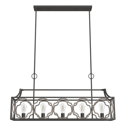 Stone Creek 5 Light 43.5 inch Noble Bronze and White Washed Oak Linear Chandelier Ceiling Light